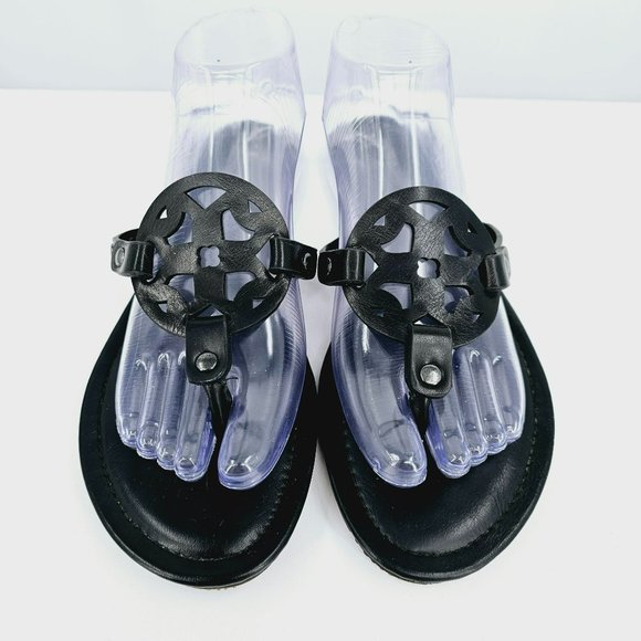 Pierre Dumas Limit Flat Slip On Thong Flip Flops Sandals 10 M Black Faux Leather - Picture 5 of 13